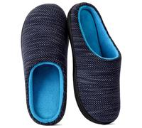 RockDove Women's Birdseye Knit Memory Foam Slipper, Size 9/10 UK Women, Denim and Sky Blue