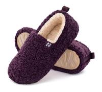 RockDove Women's Faux Shearling Closed Back Slipper, 8 UK, Dark Purple