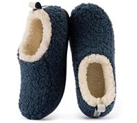 RockDove Women's Nomad Faux Shearling Lined Closed Back Slipper, Size 9-10 UK Women, Navy Blue
