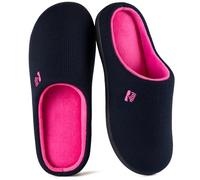 RockDove Women's Original Two-Tone Memory Foam Slipper,7/8,Dark Navy/Fuscia