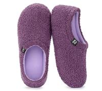RockDove Women's Teddy Fleece Closed Back Slipper | Memory Foam, Indoor Outdoor, Non-Slip Sole, Lightweight, Breathable, Warm Fleece Upper, Soft Terry Lining, Gift-Ready