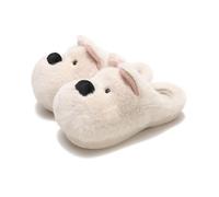 rockenonf521 West Highland White Terrier Pluxuriant Cotton Slippers - Winter Thick - Sole Warm Fleece Anti - slide Slippers(White,4-4.5)