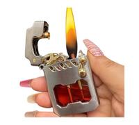 Rocker arm connecting rod drive gear ignition lighter, old-fashioned metal kerosene lighter, refillable kerosene lighter with fuel viewing window, suitable for field, travel, camping (fuel not include