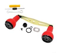 Rocker Arm Power Handle For For ABU And For DAIWA S Series Baitcasting Drum Reels 110mm Length 100mm Wheelbase CNC Aluminum And Silicone Grip(right hand gold red)