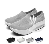 Rocker Bottom Shoes for Women | Slip-On Breathable Mesh Lightweight Orthopedic Non Slip Platform Sneakers, Comfortable Walking Loafers with Arch Support