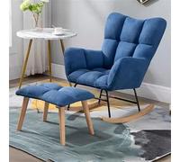 Rocker Glider Chair with Ottoman - Modern Mid Century Fabric Recliner - Comfortable Leisure Sofa Side Chair with Sled Design for Living Room