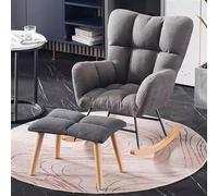 Rocker Glider Chair with Ottoman - Modern Mid Century Fabric Recliner - Comfortable Leisure Sofa Side Chair with Sled Design for Living Room