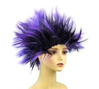 Rocker Punk Popstar Wig Adult Wig, Wild 80s Disco Wig, Explosive Head, Synthetic Hair for Carnival/Fancy Dress & Theme Party, Halloween, Christmas, Cosplay Party, Light Purple