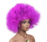 Rocker Punk Wig Adult Wig, 70s Party Wig, Fluffy Explosive Head, Synthetic Hair for Fancy Dress & Theme Party, Halloween, Christmas, Cosplay, Disco, Purple