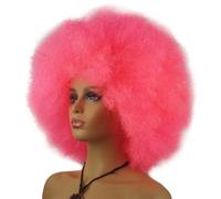 Rocker Punk Wig Adult Wig, 70s Party Wig, Fluffy Explosive Head, Synthetic Hair for Fancy Dress & Theme Party, Halloween, Christmas, Cosplay, Disco, Rose Red