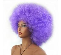 Rocker Punk Wig Adult Wig, 70s Party Wig, Fluffy Explosive Head, Synthetic Hair for Fancy Dress & Theme Party, Halloween, Christmas, Cosplay, Disco, Light Purple