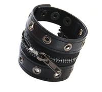 Rocker Styles Punk Adjustable Bracelet Faux Leather Chain for Everyday Outdoor Outfits, Unusual Outfits Punk for Men Women Leather Braided Wide Bracelet Women Men Rock Jewellery, Einheitsgröße, As