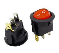 Rocker Switch 10pcs Red Light ON-Off SPST Round Rocker Switch 6A/250V 10A/125V AC