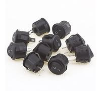 Rocker Switch 16mm Diameter Small Round Boat Rocker Switches Black Mini Round Black White Red 2 Pin ON-Off Switches (Color : Black 10pcs)