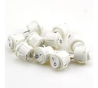Rocker Switch 16mm Diameter Small Round Boat Rocker Switches Black Mini Round Black White Red 2 Pin ON-Off Switches (Color : White 10pcs)