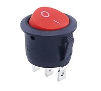 Rocker Switch 1pc Red Black White ON/Off Round Rocker Toggle Switch 6A/250VAC 10A 125VAC Power Switch Cap with Push Button Switch 2PIN Switch