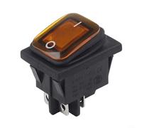 Rocker Switch, 20A 250VAC DPST IP67 Waterproof Rectangular Switch with Luminous Button for Industrial Equipment and Business Applications(Yellow)