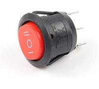 Rocker Switch 5/10PCS 23MM Diameter Small Round Boat Rocker Switches 2/3Pin 2/3 Position 6A/250VAC 10A/125VAC Button Switch with Light(3pin Red On-off-on,5 PCS)