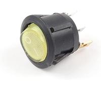 Rocker Switch 5/10PCS 23MM Diameter Small Round Boat Rocker Switches 2/3Pin 2/3 Position 6A/250VAC 10A/125VAC Button Switch with Light(Yellow Light Black,10 PCS)