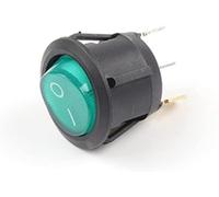 Rocker Switch 5/10PCS 23MM Diameter Small Round Boat Rocker Switches 2/3Pin 2/3 Position 6A/250VAC 10A/125VAC Button Switch with Light(Green Light Black,10 PCS)