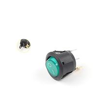 Rocker Switch 5/10PCS 23MM Diameter Small Round Boat Switches 2/3Pin 2/3 Position 6A/250VAC 10A/125VAC Button with Light(Green Light Black,10 PCS)