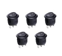 Rocker Switch, 5 Pcs Mini Round Toggle Device, SPST 3-Pin Plug-In Switch for Automotive, Marine and Home Control Accessories, Solid Black