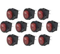 Rocker Switch 5pcs/10 pcs a lot 16mm Small Round 2Pin 250V 3A Boat Snap-in SPST ON Off Position Copper(10 Red)