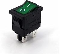 Rocker Switch 5Pcs 15x21mm MR-6B Series 220VAC with Lamp ON-Off 4Pin DPST Mini Rocker Switch 12A 125VAC(5pcs Green)
