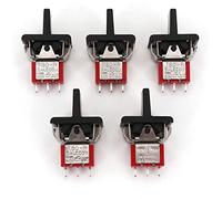 Rocker Switch 5Pcs SH T80-R Series R8016A-P14 3Pin Momentary MOM-Off-MOM Self-Return SPDT and Paddle(5pcs Black)