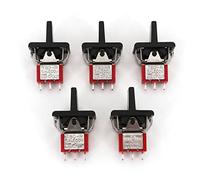 Rocker Switch 5Pcs SH T80-R Series R8016A-P14 3Pin Momentary MOM-Off-MOM Self-Return SPDT and Paddle(5pcs Black)