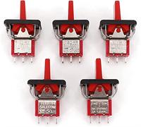 Rocker Switch 5Pcs SH T80-R Series R8016A-P14 3Pin Momentary MOM-Off-MOM Self-Return SPDT and Paddle(5pcs Red)