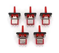 Rocker Switch 5Pcs SH T80-R Series R8016A-P14 3Pin Momentary MOM-Off-MOM Self-Return SPDT and Paddle(5pcs Red)