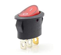 Rocker Switch Black Oval Round 3pin KCD1 led Light Electrical Contact Switch On-Off Rocker Switch with Red Button Switch 6A 10a 250V 125V Switch