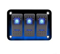 Rocker Switch Panel 12 V 24 V DC Illuminated Blue On/Off Switch with Cable for Car Boat for Motorcycle for Motorhome LED Light 74 x 52 mm (3-bit)