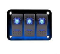 Rocker Switch Panel 12V-24V-DC, 5-Pin SPST with Blue LED Lighting, Aluminium Switch Panel for Car Boat for Motorcycle, Pre-Wired with Wiring Harness (3-bit)