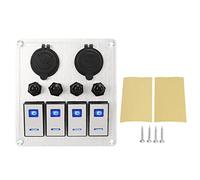 Rocker Switch Panel, Toggle Control Box On Off Switches with Double Blue Light Compatible Marine Boat, 4 Gang Panel Assembly -