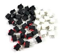 Rocker Switch SPST Black/Red Snap Button AC 250V 3A / 125V 6A 2 Pin I/O 10 * 15mm On-off 15Pcs(2)