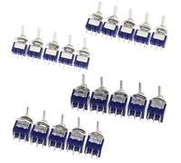 Rocker Toggle Switch, Pack of 5 Mini Latching Toggle Switch 3PIN 6PIN MTS-102 MTS-103 MTS-202 MTS-203 AC 125V 6A 250V 3A Alloy(MTS-102)