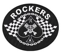 Rockers Checked Flag Spades Skull Back Patch Large Iron-On Patch Size 25.5 x 21.5 cm