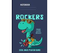 Rockers Make Some Noise - Cool Bass Player Dinosaur With Sunglasses And Guitar
