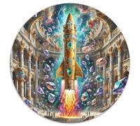 Rocket 1000 Pieces Jigsaws Stress Reliever Difficult Challenge for Adults Kids Challenging Spacecraft Circular Puzzle Family Game Gifts And Gifts 1000pcs (67.5x67.5cm)
