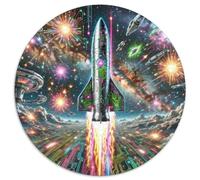 Rocket 1000 Pieces Jigsaws Stress Reliever Difficult Challenge for Adults Kids Challenging Spacecraft Round Family Game Gifts And Gifts 1000pcs (67.5x67.5cm)
