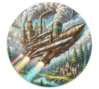 Rocket 1000 Pieces Jigsaws Stress Reliever Difficult Challenge for Adults Kids Creative Spacecraft Circular Puzzle Family Game Gifts And Gifts 1000pcs (67.5x67.5cm)