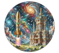 Rocket 1000 Pieces Jigsaws Stress Reliever Difficult Challenge for Adults Kids Creative Spacecraft Round Home Decor Gifts And Gifts 1000pcs (67.5x67.5cm)