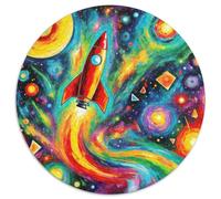 Rocket 1000 Pieces Jigsaws Stress Reliever Difficult Challenge for Adults Kids Creative Spacecraft Round Home Decor Gifts And Gifts 1000pcs (67.5x67.5cm)