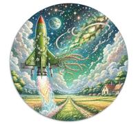 Rocket 1000 Pieces Jigsaws Stress Reliever Difficult Challenge for Adults Kids Creative Spacecraft Round Puzzles Family Game Gifts And Gifts 1000pcs (67.5x67.5cm)