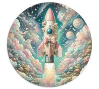 Rocket 1000 Pieces Jigsaws Stress Reliever Difficult Challenge for Adults Kids Puzzle Puzzle Spacecraft Circular Puzzle Home Decor Gifts And Gifts 1000pcs (67.5x67.5cm)