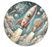 Rocket 1000 Pieces Jigsaws Stress Reliever Difficult Challenge for Adults Kids Puzzle Puzzle Spacecraft Circular Puzzle Home Decor Gifts And Gifts 1000pcs (67.5x67.5cm)