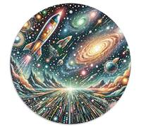 Rocket 1000 Pieces Jigsaws Stress Reliever Difficult Challenge for Adults Kids Unique Challenge Game Spacecraft Round Puzzles Family Game Gifts And Gifts 1000pcs (67.5x67.5cm)