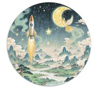 Rocket 1000 Pieces Jigsaws Stress Reliever Difficult Challenge for Adults Kids Unique Challenge Games Spacecraft Round Family Game Gifts And Gifts 1000pcs (67.5x67.5cm)